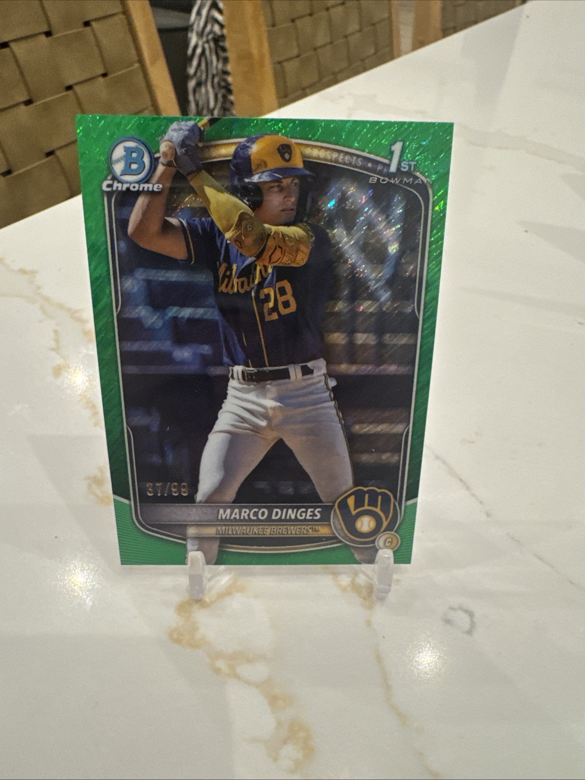 MARCO DINGES 2025 Bowman Chrome 1st #BCP-183 Green Wave Refractor RC #37/99