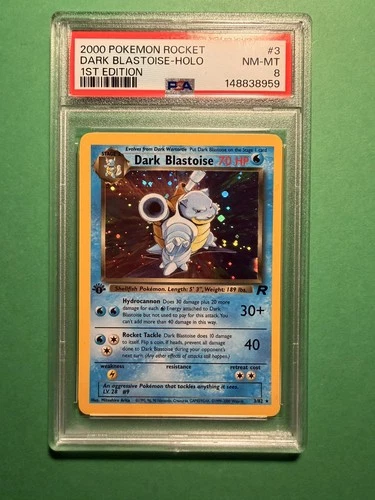 2000 Pokemon Team Rocket Dark Blastoise Holo 1st Edition #3 PSA 8 WOTC Vintage