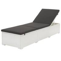Sonnenliege Poly Rattan Weiß Mit Auflage FüR Garten Balkon Terrasse