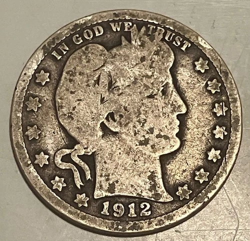 1912-S Barber Quarter...90% Silver... Very Nice Condition