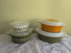 Vintage 4 Piece Lot of Pyrex  Casserole Dishes Bowls Plus Lids USA