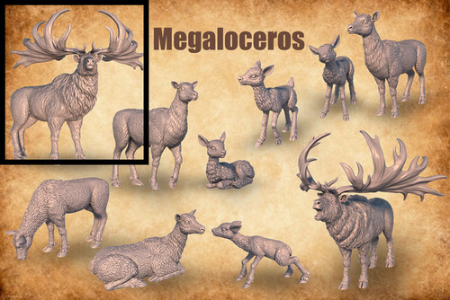 Megaloceros prehistóricos, DnD fantasía Wargaming animal ciervo prehistórico miniatura - Imagen 2 de 8