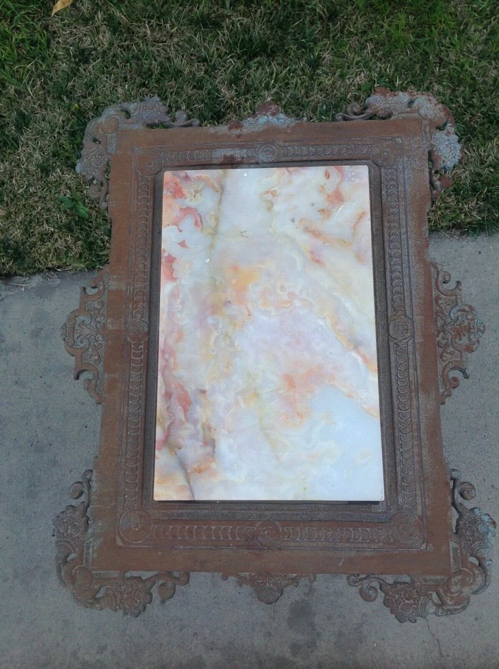 Vintage 19th Century Cast Iron Victorian Table 3 Tiers With Marble Top  - Image 3 of 4
