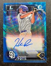 2016 Bowman Chrome Draft Draft Pick Autograph Blue Wave Hudson Potts 17/150