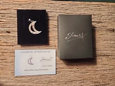 Ruby And White Topaz Silver Moon Pendant  Gems TV Authenticity Certificate