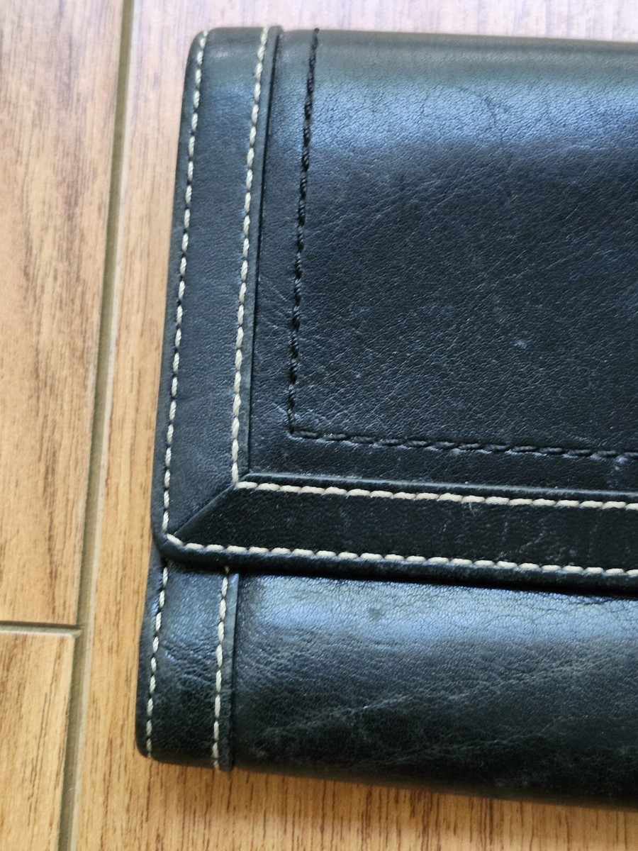 Vintage Coach Black Leather Single Stitch Silver Buckle Tri