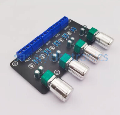 Audio Signal Splitter 1 in 4 Out Volume Independently Controls Multiple Signals