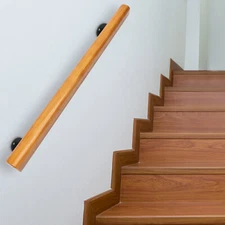 Modern Wood Handrail 3 FT Stair Railing Wall-mounted Hand Rail for Indoor New