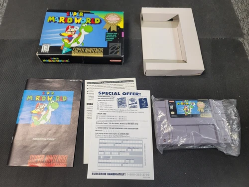 Super Mario World Player Choice Super Nintendo SNES Complete Box CIB Near Mint