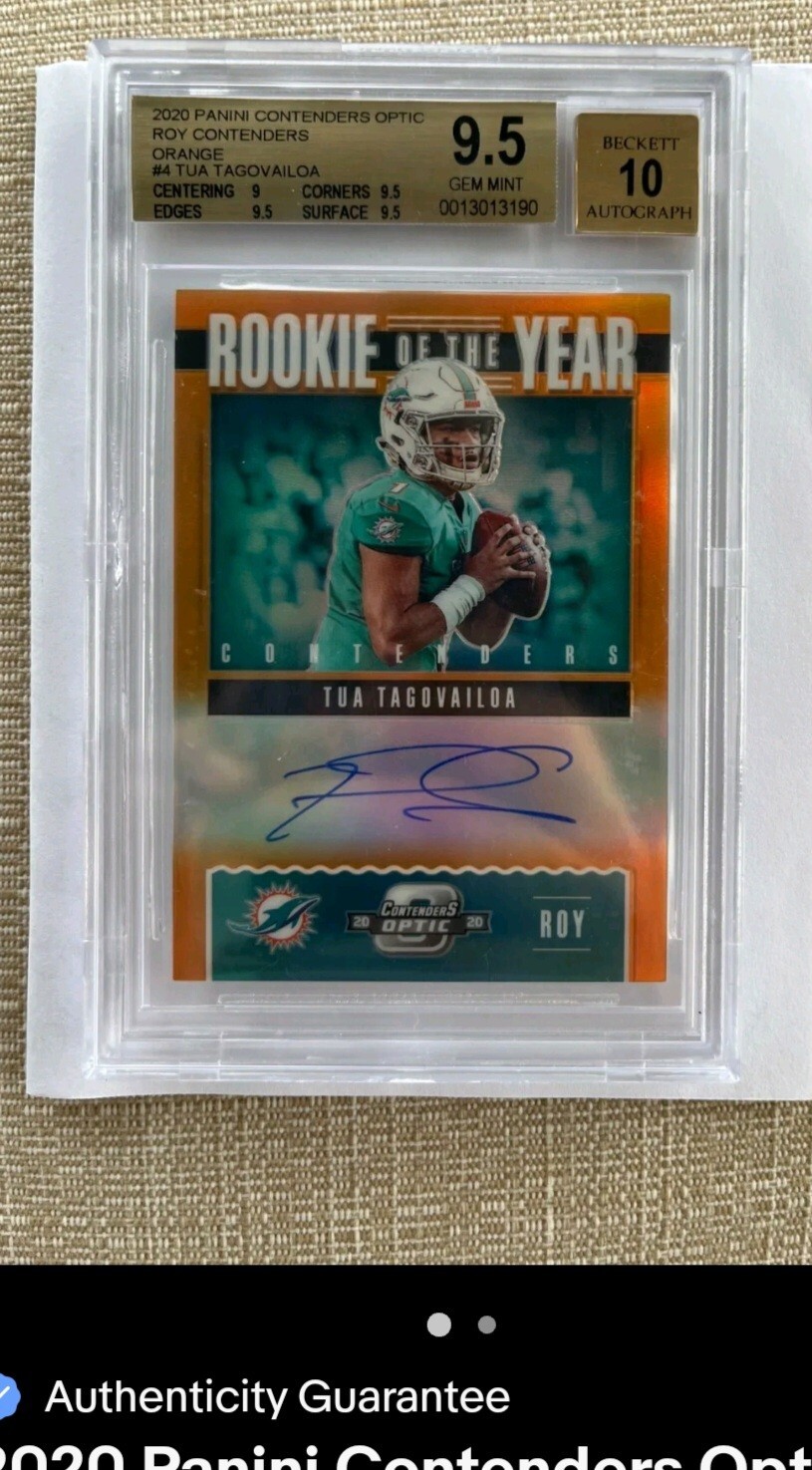 2020 Panini Contenders Optic ROY Tua Tagovailoa Auto Orange /50 BGS 9.5