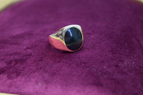 Gents 9ct Gold & Bloodstone Signet Ring ~ Size T 1/2 10.27g Sheffield 1993 - Picture 7 of 23