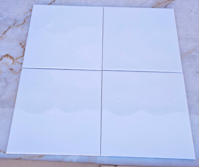 SAMPLES 2 tiles plain Gloss BUMPY White Bathroom ceramic tiles 20 x 20 ...