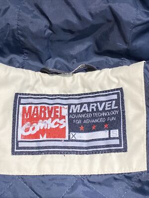 Marvel Comics Windbreaker Jacket Size S Ultra Light Weight Cream Gray Color mens