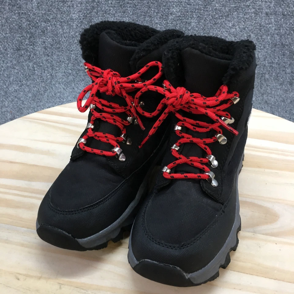 Nautica Boots Youth 4 女式 5.5 Alx 踝靴高跟鞋黑色面料系带 — 第 3/4 张图片