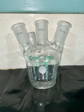 Chemglass 250ml Triple-Neck w/ Threaded Inlet HW Round Bottom glass Flask 24/40