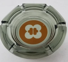 Hyatt Regency Hotel Ashtray 1980s Orange Butterfly Logo Gray Glass Vintage