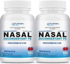 Puregen Labs Nasal Decongestant PE 2 Pack - 200 Tablets