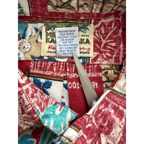 Reyn Spooner Mele Kalikimaka Hawaiian Shirt Mens L Christmas Santa Surf 50th Ltd - Picture 9 of 11