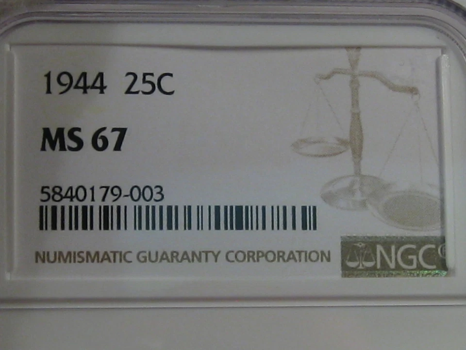 BU GEM 1944 Silver Washington Quarter NGC MS67. #23 - Image 3 of 4