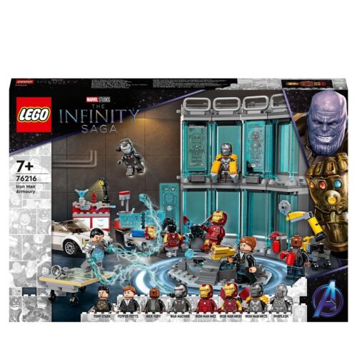 LEGO Marvel 76216 Armeria di Iron Man con Casco Tuta e Supereroi Giocattoli Aven - Foto 1 di 12