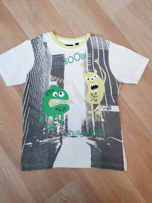 ''Blue Seven'' Cooles Monster T-Shirt Gr. 122 / 7 Jahre weiss