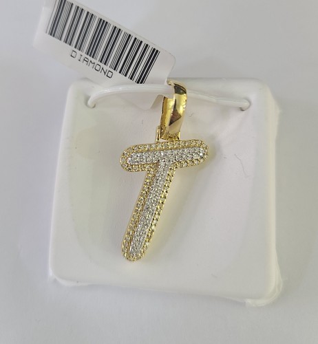 10k Miami Cuban Chain T Diamond Charm Set 4mm 18-26"Yellow Gold Necklace Pendant - Picture 6 of 8