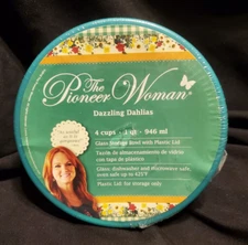 The Pioneer Woman Dazzling Dahlias Glass Storage Bowl w/Lid