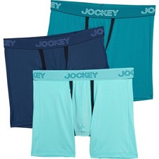 3 Pck Jockey No-Chafe Pouch STRETCH SOFT Boxer Briefs MEDIUM 32-34 Navy Teal 34