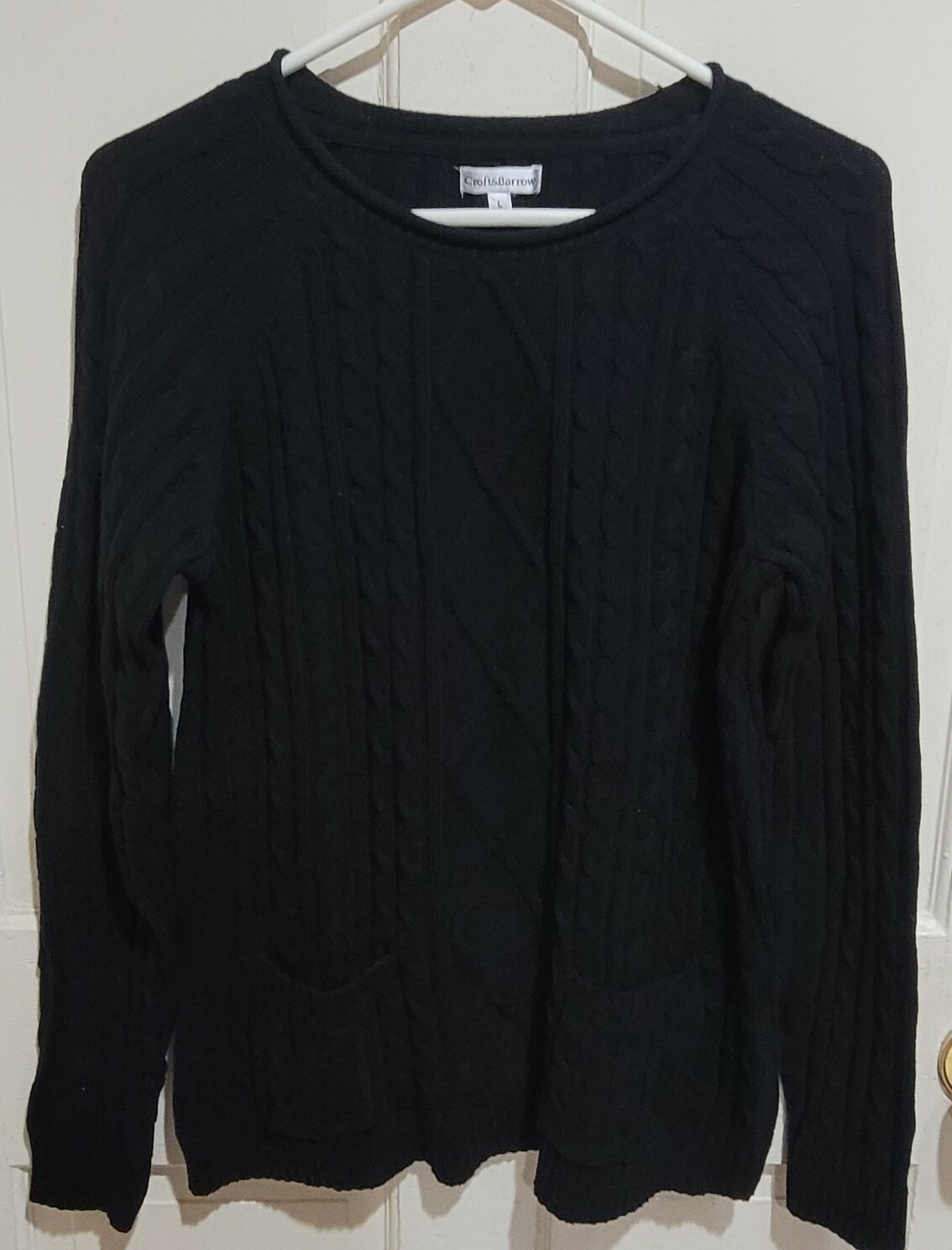 croft and barrow Size L SOLID BLACK PULL OVER CAB… - image 1