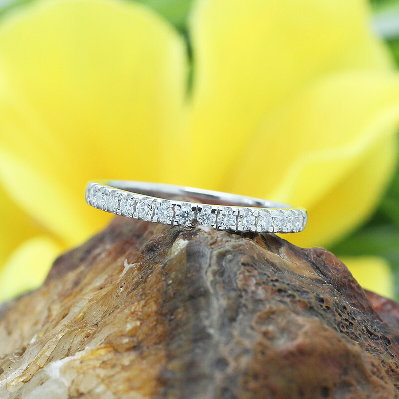 Moissanite Eternity Wedding Band Ring 0.2 ct Lab Created Diamond Silver