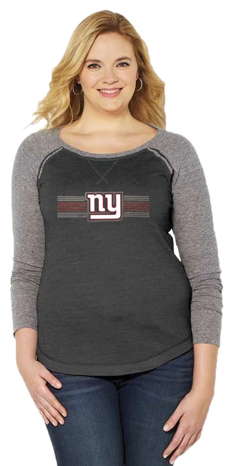 SOAG NFL Womens Curvy Triblend Long Sleeve Shirt With Bling Plus Sizes - 1X-3X - Image 2 of 4