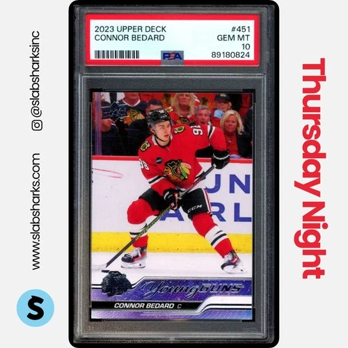 2023 UPPER DECK #451 CONNOR BEDARD YOUNG GUNS RC ROOKIE PSA 10