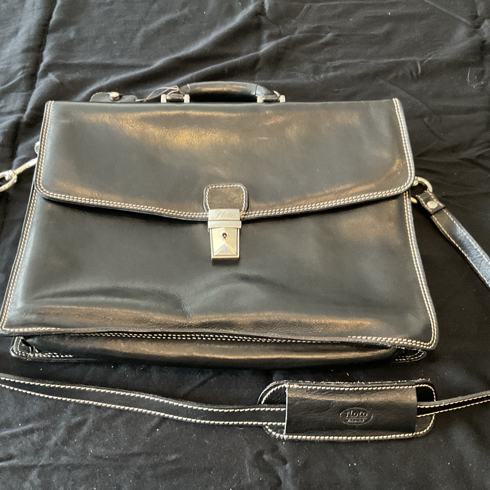 Floto Milano Italian Leather Briefcase with Key and Strap  Bulk
