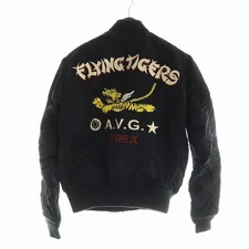 AVIREX MA-1 FLYING TIGERS Flight Jacket Blouson Nylon Embroidered Size M Black