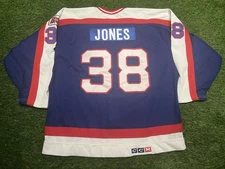 1987 Game Worn CCM Brad Jones Winnipeg Jets Hockey Jersey Sz 54
