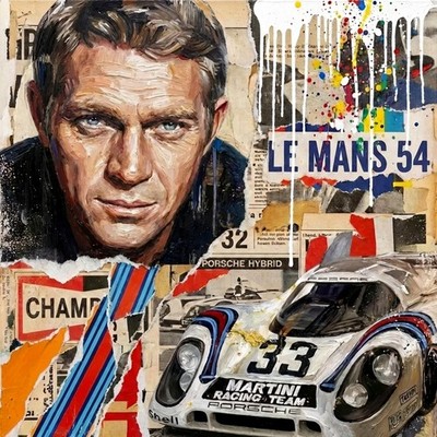 Motiv Steve Mc Queen Porsche Pop Art Bilder Premium 5 cm Museum Keilrahmen Luxus