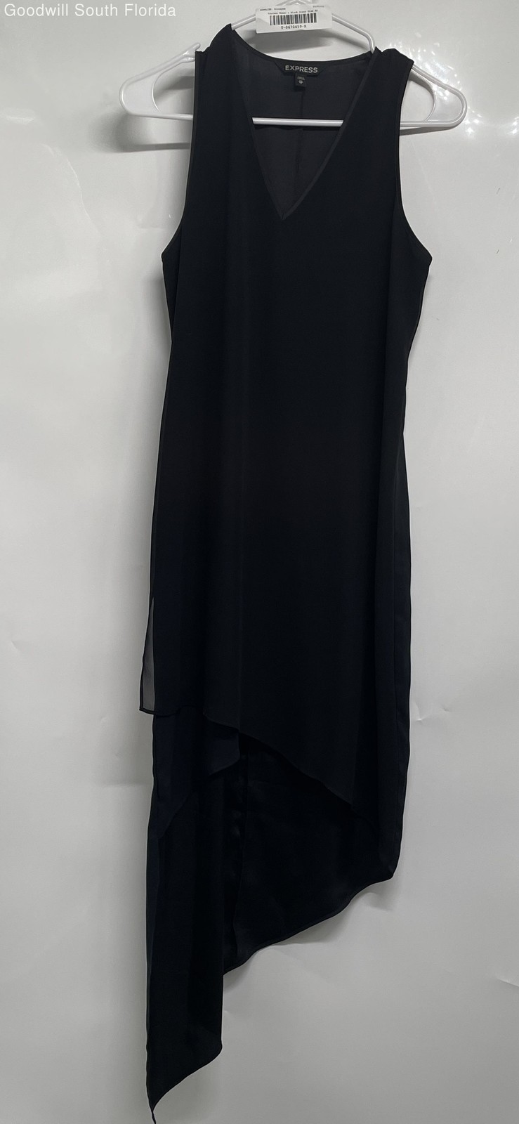 Express Womens Black V-Neck Sleeveless Hi-Low Hem Pullover Shift Dress Size XS