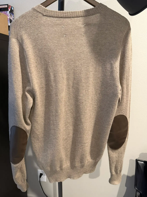 トップス maison margiera elbow patch cardigan S Maison Margiela: Black Virgin Wool Elbow Patch Cardigan | SSENSE
