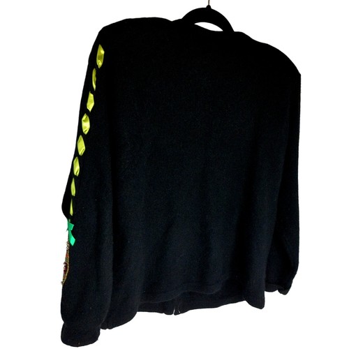 Vintage Design Options Wool Angora Christmas Cardigan Sweater Size Medium - Picture 8 of 11