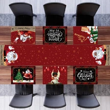 7 Pcs Christmas Table Runner and Placemat Set Santa Table Runnermats Christma...