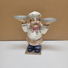 Vintage Italian Fat Chef Figurine Holding Serving Trays  For Small Candles