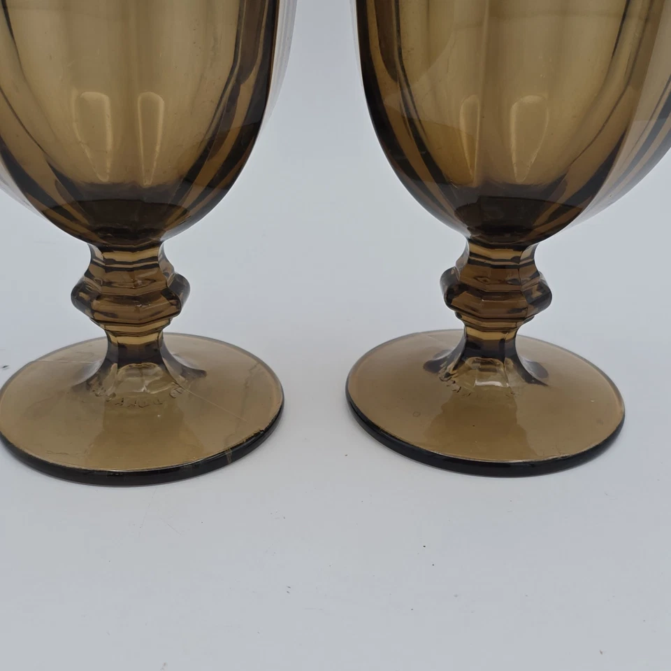 Juego de 2 copas Gibraltar vintage Libbey Duratuff marrón 7" - 14 oz - EE. UU. Foto 2 de 3