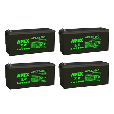 4PC Apex APX12-200 12V AGM Sealed Lead Acid NB Terminal Battery