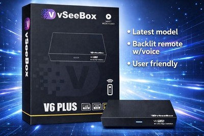 vSeeBox V6 PLUS 8K Ultra HD Android 14 *Newest Model* Backlit Remote W/voice