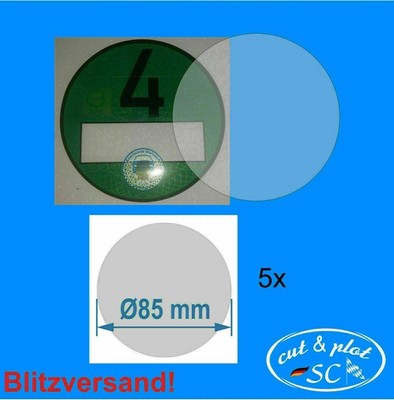 5x Haftfolie für Umweltplakette / Feinstaubplakette Ø85mm SC154