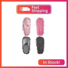 Jecery 2 Pairs Microfiber Cleaning Mop Slippers for Floor Cleaning House Mop Sho