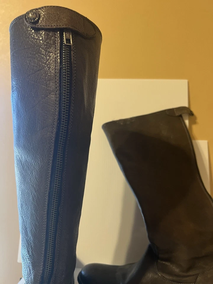 Botas de Montar Frye Melissa Botón Zapatos para Mujer Talla 9.5 Cuero Marrón Cremallera Trasera Foto 2 de 4