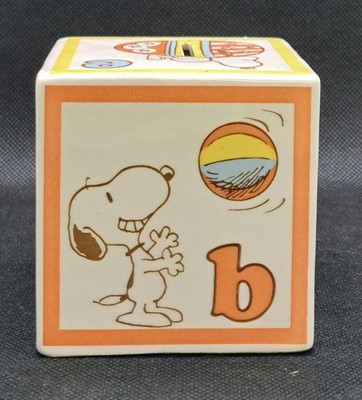 SNOOPY　1965 1966 made in USA Vintage 1965 Peanuts Snoopy Ceramic Alphabet ABC Block Coin Bank