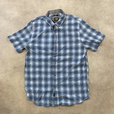 Lee Shirt Mens Large Regular Fit Plaid Western Short Sleeve Button-Up, Blue