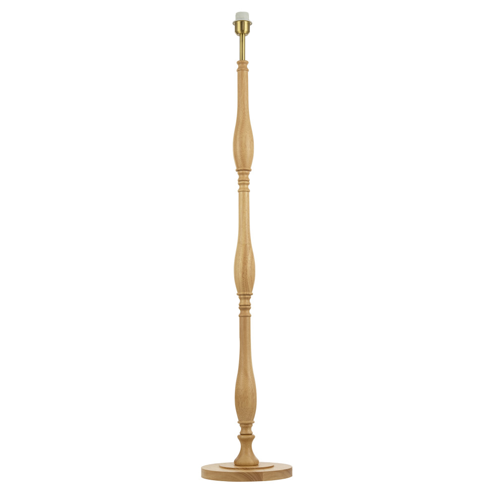 Traditional Oak Wood Floor Lamp Base with Sleek Triple Segment Design by Happ...